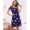 Ekouaer 3 Pack Women’s Button Down Nightgowns Short Sleeve Night Shirts for Women Sleepwear V Neck Sleep Dress(Black gray moon Print)