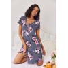 Ekouaer 3 Pack Women’s Button Down Nightgowns Short Sleeve Night Shirts for Women Sleepwear V Neck Sleep Dress(Black grey Flowers purple)