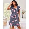 Ekouaer 3 Pack Women’s Button Down Nightgowns Short Sleeve Night Shirts for Women Sleepwear V Neck Sleep Dress(Black grey Flowers purple)