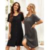 Ekouaer 3 Pack Women’s Button Down Nightgowns Short Sleeve Night Shirts for Women Sleepwear V Neck Sleep Dress(Black grey navy)