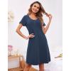 Ekouaer 3 Pack Women’s Button Down Nightgowns Short Sleeve Night Shirts for Women Sleepwear V Neck Sleep Dress(Blue Green navy army Green)