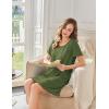 Ekouaer Bamboo Viscose Sleep Shirts for Women Soft Nightgowns Short Sleeve Ruffled Night Shirts with Chest Pocket S-3XL(Army Green)