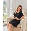 Ekouaer Bamboo Viscose Sleep Shirts for Women Soft Nightgowns Short Sleeve Ruffled Night Shirts with Chest Pocket S-3XL(Black)