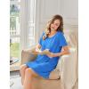 Ekouaer Bamboo Viscose Sleep Shirts for Women Soft Nightgowns Short Sleeve Ruffled Night Shirts with Chest Pocket S-3XL(Blue)