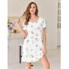 Ekouaer Bamboo Viscose Sleep Shirts for Women Soft Nightgowns Short Sleeve Ruffled Night Shirts with Chest Pocket S-3XL(Daisy)