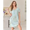 Ekouaer Bamboo Viscose Sleep Shirts for Women Soft Nightgowns Short Sleeve Ruffled Night Shirts with Chest Pocket S-3XL(Daisy Green)