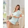 Ekouaer Bamboo Viscose Sleep Shirts for Women Soft Nightgowns Short Sleeve Ruffled Night Shirts with Chest Pocket S-3XL(Daisy Green)
