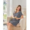Ekouaer Bamboo Viscose Sleep Shirts for Women Soft Nightgowns Short Sleeve Ruffled Night Shirts with Chest Pocket S-3XL(Deep Grey)