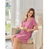 Ekouaer Bamboo Viscose Sleep Shirts for Women Soft Nightgowns Short Sleeve Ruffled Night Shirts with Chest Pocket S-3XL(Deep Pink)