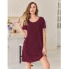 Ekouaer Bamboo Viscose Sleep Shirts for Women Soft Nightgowns Short Sleeve Ruffled Night Shirts with Chest Pocket S-3XL(Deep Red)