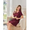 Ekouaer Bamboo Viscose Sleep Shirts for Women Soft Nightgowns Short Sleeve Ruffled Night Shirts with Chest Pocket S-3XL(Deep Red)