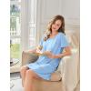 Ekouaer Bamboo Viscose Sleep Shirts for Women Soft Nightgowns Short Sleeve Ruffled Night Shirts with Chest Pocket S-3XL(Light Blue)