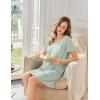 Ekouaer Bamboo Viscose Sleep Shirts for Women Soft Nightgowns Short Sleeve Ruffled Night Shirts with Chest Pocket S-3XL(Light Green)