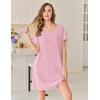 Ekouaer Bamboo Viscose Sleep Shirts for Women Soft Nightgowns Short Sleeve Ruffled Night Shirts with Chest Pocket S-3XL(Light Pink)