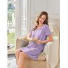 Ekouaer Bamboo Viscose Sleep Shirts for Women Soft Nightgowns Short Sleeve Ruffled Night Shirts with Chest Pocket S-3XL(Lilac)