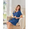 Ekouaer Bamboo Viscose Sleep Shirts for Women Soft Nightgowns Short Sleeve Ruffled Night Shirts with Chest Pocket S-3XL(Navy Blue)