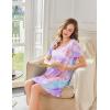 Ekouaer Bamboo Viscose Sleep Shirts for Women Soft Nightgowns Short Sleeve Ruffled Night Shirts with Chest Pocket S-3XL(Tie Dye Blue)