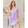 Ekouaer Bamboo Viscose Sleep Shirts for Women Soft Nightgowns Short Sleeve Ruffled Night Shirts with Chest Pocket S-3XL(Tie Dye Blue)