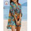 Ekouaer Beach Cover Ups for Women Bikini Swimsuit Coverup Beach Dress Shirt(Green Tropical Print)