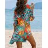 Ekouaer Beach Cover Ups for Women Bikini Swimsuit Coverup Beach Dress Shirt(Green Tropical Print)