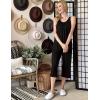Ekouaer Capri Pajama Sets for Women 2 Piece Soft Cute Pjs Round Neck Sleeveless Lounge Set for Summer Sleepwear S-XXXL(Black)