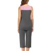 Ekouaer Capri Pajama Sets for Women 2 Piece Soft Cute Pjs Round Neck Sleeveless Lounge Set for Summer Sleepwear S-XXXL(Dark Grey)