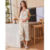 Ekouaer Capri Pajama Sets for Women 2 Piece Soft Cute Pjs Round Neck Sleeveless Lounge Set for Summer Sleepwear S-XXXL(Flower 1)