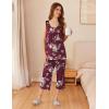 Ekouaer Capri Pajama Sets for Women 2 Piece Soft Cute Pjs Round Neck Sleeveless Lounge Set for Summer Sleepwear S-XXXL(Flower 2)
