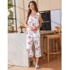 Ekouaer Capri Pajama Sets for Women 2 Piece Soft Cute Pjs Round Neck Sleeveless Lounge Set for Summer Sleepwear S-XXXL(Flower 3)