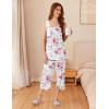 Ekouaer Capri Pajama Sets for Women 2 Piece Soft Cute Pjs Round Neck Sleeveless Lounge Set for Summer Sleepwear S-XXXL(Flower 3)