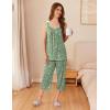 Ekouaer Capri Pajama Sets for Women 2 Piece Soft Cute Pjs Round Neck Sleeveless Lounge Set for Summer Sleepwear S-XXXL(Flower 5)