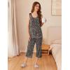 Ekouaer Capri Pajama Sets for Women 2 Piece Soft Cute Pjs Round Neck Sleeveless Lounge Set for Summer Sleepwear S-XXXL(Leopard)