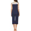 Ekouaer Capri Pajama Sets for Women 2 Piece Soft Cute Pjs Round Neck Sleeveless Lounge Set for Summer Sleepwear S-XXXL(Navy Blue)