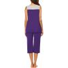 Ekouaer Capri Pajama Sets for Women 2 Piece Soft Cute Pjs Round Neck Sleeveless Lounge Set for Summer Sleepwear S-XXXL(Purple)