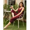 Ekouaer Capri Pajama Sets for Women 2 Piece Soft Cute Pjs Round Neck Sleeveless Lounge Set for Summer Sleepwear S-XXXL(Wine Red)