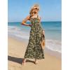 Ekouaer Casual Jumpsuits for Women Adjustable Straps Overalls One Piece Jumpsuit Wide Leg Rompers With Pockets S-XXL(Army Green Flowers)