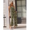 Ekouaer Casual Jumpsuits for Women Adjustable Straps Overalls One Piece Jumpsuit Wide Leg Rompers With Pockets S-XXL(Army Green Flowers)