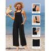 Ekouaer Casual Jumpsuits for Women Adjustable Straps Overalls One Piece Jumpsuit Wide Leg Rompers With Pockets S-XXL(Black)