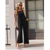 Ekouaer Casual Jumpsuits for Women Adjustable Straps Overalls One Piece Jumpsuit Wide Leg Rompers With Pockets S-XXL(Black)