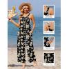 Ekouaer Casual Jumpsuits for Women Adjustable Straps Overalls One Piece Jumpsuit Wide Leg Rompers With Pockets S-XXL(Black Flowers)