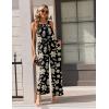 Ekouaer Casual Jumpsuits for Women Adjustable Straps Overalls One Piece Jumpsuit Wide Leg Rompers With Pockets S-XXL(Black Flowers)