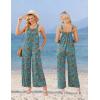 Ekouaer Casual Jumpsuits for Women Adjustable Straps Overalls One Piece Jumpsuit Wide Leg Rompers With Pockets S-XXL(Blue Flowers)