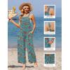 Ekouaer Casual Jumpsuits for Women Adjustable Straps Overalls One Piece Jumpsuit Wide Leg Rompers With Pockets S-XXL(Blue Flowers)