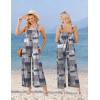 Ekouaer Casual Jumpsuits for Women Adjustable Straps Overalls One Piece Jumpsuit Wide Leg Rompers With Pockets S-XXL(Grey Checkered)