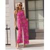 Ekouaer Casual Jumpsuits for Women Adjustable Straps Overalls One Piece Jumpsuit Wide Leg Rompers With Pockets S-XXL(Hot Pink Floral)