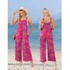 Ekouaer Casual Jumpsuits for Women Adjustable Straps Overalls One Piece Jumpsuit Wide Leg Rompers With Pockets S-XXL(Hot Pink Floral)