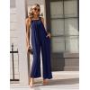 Ekouaer Casual Jumpsuits for Women Adjustable Straps Overalls One Piece Jumpsuit Wide Leg Rompers With Pockets S-XXL(Navy Blue)