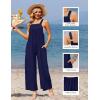 Ekouaer Casual Jumpsuits for Women Adjustable Straps Overalls One Piece Jumpsuit Wide Leg Rompers With Pockets S-XXL(Navy Blue)