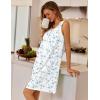 Ekouaer Nightgowns for Women Button Up Sleepshirt Tank Sleeveless Nightshirt Soft Sleepwear with Pockets S-XXXL(Light Blue Floral)