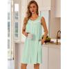 Ekouaer Nightgowns for Women Button Up Sleepshirt Tank Sleeveless Nightshirt Soft Sleepwear with Pockets S-XXXL(Light Green)
